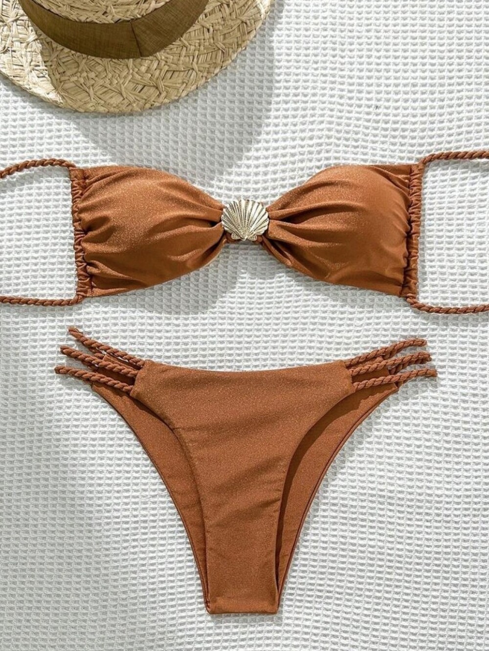 Rust Shell-Accent Bikini Set NWOT